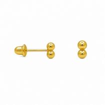 Brinco em Ouro 18K Bolinha Dupla - Elegante e Exclusivo Brinco em Ouro 18K Bolinha Dupla - Elegante e Exclusivo