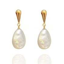 Brinco Em Ouro 18k Com Madrepérola Natural Gota