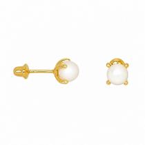 Brinco em Ouro 18k com Pérola Bolinha Baby - Par de Brincos