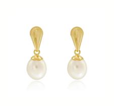 Brinco Em Ouro 18k Com Perola Natural