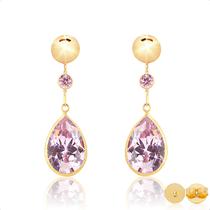 Brinco Em Ouro 18k Com Zircônias