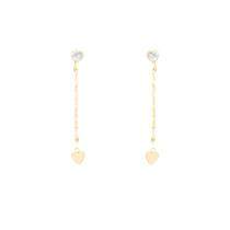 Brinco em Ouro 18K Corações com Corrente Coffee - AU13349