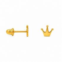Brinco em Ouro 18K Coroa Mini - Joia Elegante e Exclusiva Brinco em Ouro 18K Coroa Mini - Joia Elegante e Exclusiva