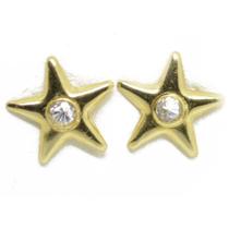 Brinco Em Ouro 18K Estrelinha 7.3Mm Com Zircônia B634