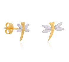 Brinco Em Ouro 18k Libélula 2 Cores Brinco Em Ouro 18k Libélula 2 Cores