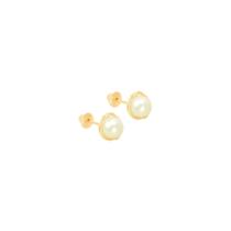 Brinco em Ouro 18K Rococó com Pérola 5MM - AU13258