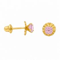 Brinco em Ouro 18k Roseta com Zircônia Baby - Par