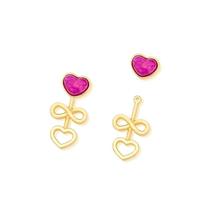 Brinco em Pedra Felspato Rosa Formato Coração Banhado a Ouro 18K Brinco em Pedra Felspato Rosa Formato Coração Banhado a Ouro 18K
