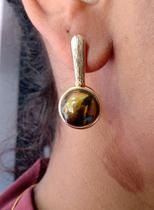 Brinco em Pedra Olho de Tigre