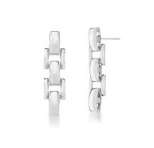 Brinco em Pêndulo com Elos Intercalados Banhado a Ródio Branco