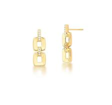 Brinco em Pêndulo com Elos Retangulares Banhado a Ouro - VIDIÈ