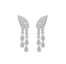 Brinco em Pêndulo com Gotículas Microcravejadas Banhado a Ródio Branco