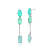 Brinco em Pêndulo com Zircônias Ovais em Tons de Turmalina Banhado a Ródio - 7,4 cm x 1 cm Brinco em Pêndulo com Zircônias Ovais em Tons de Turmalina Banhado a Ródio - 7,4 cm x 1 cm