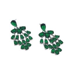 Brinco em prata 925 com zircônias verdes Brinco em prata 925 com zircônias verdes