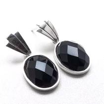 Brinco em prata com Ônix L0112815B0037 Prata925 Onix Brinco em prata com Ônix L0112815B0037 Prata925 Onix