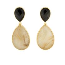 Brinco em quartzo rutilado dourado Brinco em quartzo rutilado dourado