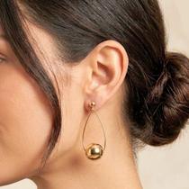 Brinco Esfera Central Banhado em Alumínio Dourado - 5 cm