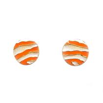 Brinco Esmaltado Laranja e Off White