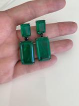 Brinco Esmeralda Retangulos Pequeno e Grande