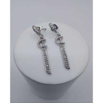 Brinco espada de ogum cravejado mm zircônia banhado a rhod Brinco espada de ogum cravejado mm zircônia banhado a rhod