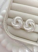 Brinco espiral snake com riviera - banhado a prata