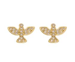 Brinco Espírito Santo Cravejado Banhado em Ouro 18K Brinco Espírito Santo Cravejado Banhado em Ouro 18K