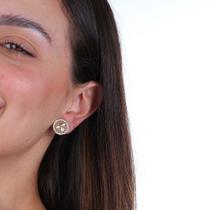 Brinco Espirito Santo Cravejado de Zircônia Cristal Banhado a Ouro 18k