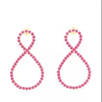 Brinco Estilo Infinito Strass Pink