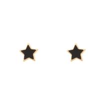 Brinco estrela com resina preta semijoia esmaltada ouro 18k