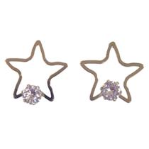 Brinco Estrela com Zircônia em Aço Inox