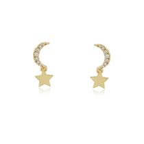 Brinco estrela e lua banhado a ouro 18k Brinco estrela e lua banhado a ouro 18k