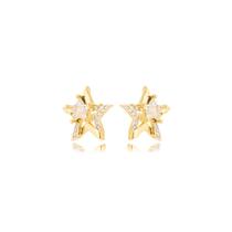 Brinco Estrela reluzente Banhada a Ouro 18k