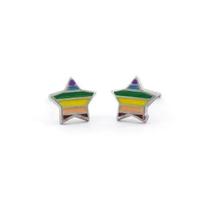 Brinco Estrelinha com Resina Arco Iris Aço Inox Brinco Estrelinha com Resina Arco Iris Aço Inox