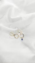 Brinco Eterno Pequeno e Pingente Zircônia Azul Ouro 18k.