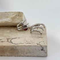 Brinco falsas argolas com pedras de zircônia ródio