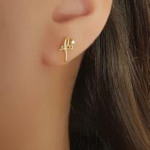 Brinco Fé com Ponto de Luz Banhado a Ouro