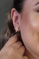 Brinco Fé Com Zircônias Banhado Em Ouro 18k Cor:dourado Brinco Fé Com Zircônias Banhado Em Ouro 18k Cor:dourado