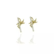 Brinco Fé com Zircônias Folheado a Ouro 18k Brinco Fé com Zircônias Folheado a Ouro 18k
