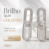 Brinco Fem. Orgânico Cravejado Com Zircônias Banho De Rodio Brinco Fem. Orgânico Cravejado Com Zircônias Banho De Rodio