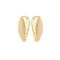 Brinco Feminino Alongado Dourado Banhado a Ouro 18K Brinco Feminino Alongado Dourado Banhado a Ouro 18K