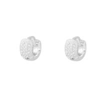 Brinco Feminino Argola 8mm Cravejada Zircônia De Prata 925