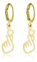 Brinco Feminino Argola Dorama Gesto Coração Coreano Ouro18k