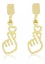 Brinco Feminino Argola Dorama Gesto Coração Coreano Ouro18k