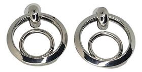 Brinco Feminino Argola Geométrica Dupla Circular Banho Prata