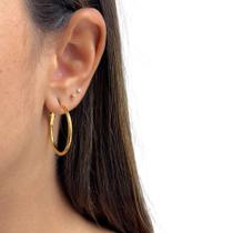 Brinco Feminino Argola Média Aço Inoxidável Dourado