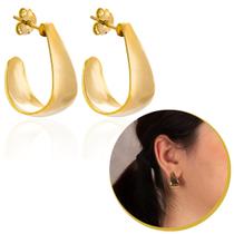 Brinco Feminino Argola Orgânica Moda Dourado Banhado