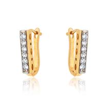 Brinco Feminino Argola Reta Cravejada Zircônia Branca Banhado a Ouro 18K Brinco Feminino Argola Reta Cravejada Zircônia Branca Banhado a Ouro 18K