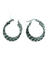 Brinco Feminino Argola Trançada 3 Elos Minimalista - 3cm