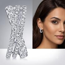 Brinco Feminino Argola Zircônias Pino Aço Inox Antialérgico Delicado Minimalista