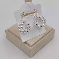 Brinco Feminino Argolinha 2 Voltas Vazadas Bolinhas Folheado A Prata Antialérgico - RSPRI043 P